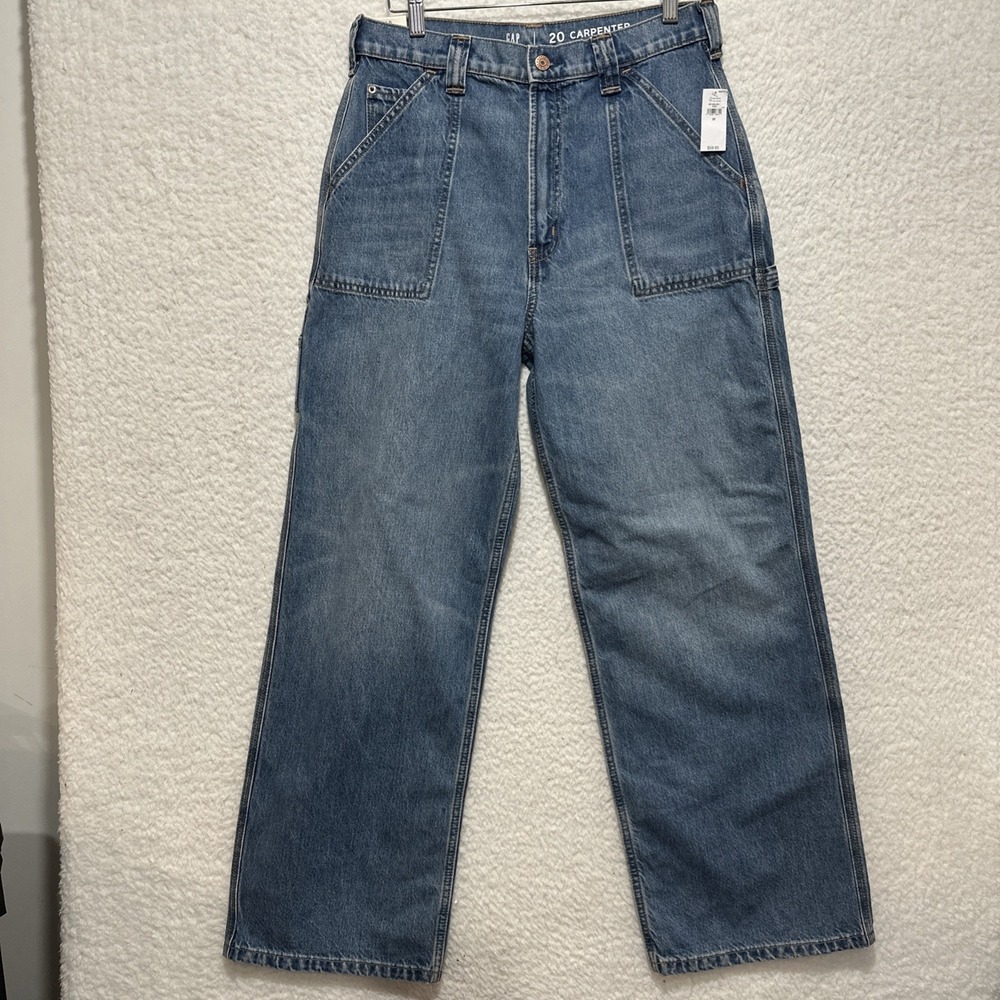 GAP‎ Teen Carpenter Baggy Jeans Blue Med Wash Denim  Size 20 NWT